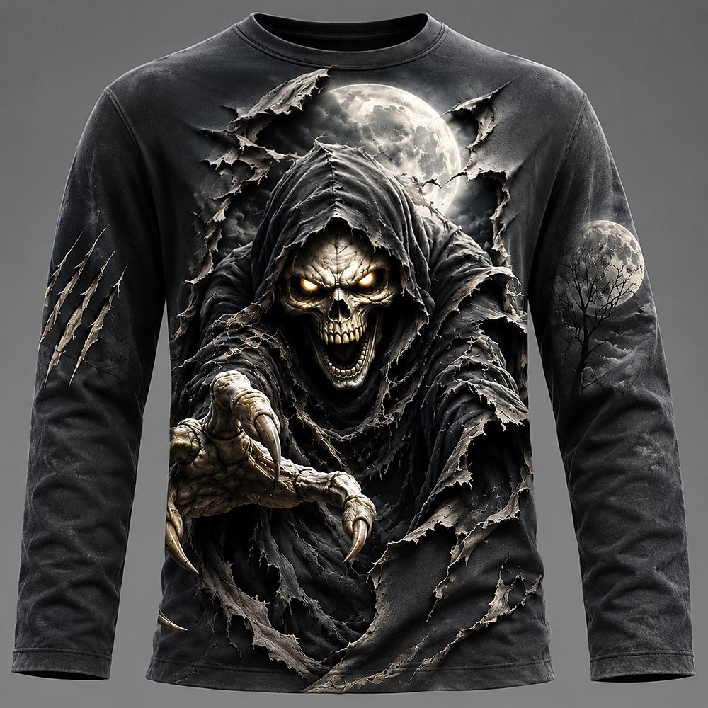할로윈 남성용 3D 그래픽 프린트 긴팔 티셔츠 고딕 해 - 3D Printing Custom 리뷰 및 가격